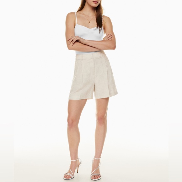 Wilfred Pants - Aritzia Wilfred Natural Ecru Mid-Thigh The Effortless Linen 5" Shorts